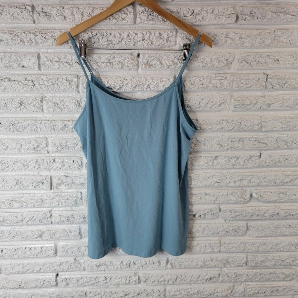 Time and Tru XXL 20 Womens Blue Camisole Spaghetti Strap Cotton Blend Top BLU20E